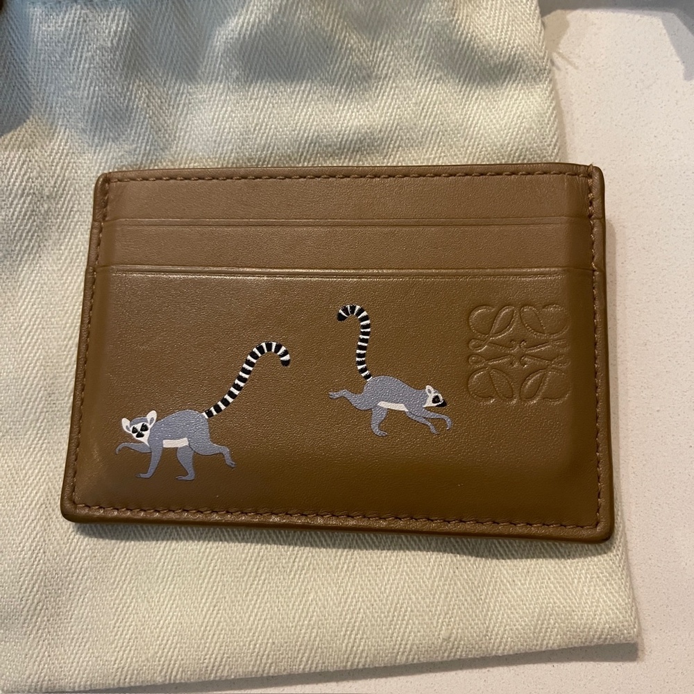 LOEWE x Suna Fujita Lemur Brown Calfskin Leather Card Holder wallet w/ Box - Picture 3 of 16